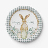 Kariertes Wasserfarben Blumenreath Frost Ostern Pappteller (Vorderseite)