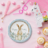 Kariertes Wasserfarben Blumenreath Frost Ostern Pappteller (Party)