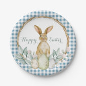 Kariertes Wasserfarben Blumenreath Frost Ostern Pappteller (Vorderseite)