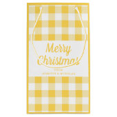 Kariertes Weihnachten in Gelb Kleine Geschenktüte (Rückseite)