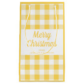 Kariertes Weihnachten in Gelb Kleine Geschenktüte (Vorderseite)