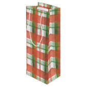 Kariertes Weihnachten Madras Geschenktüte Für Weinflaschen (Rückseite Schrägansicht)
