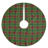 Kariertes Weihnachts-Bordeauxgold Polyester Weihnachtsbaumdecke (Vorderseite)