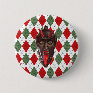kariertes Weihnachts-Krampus Button