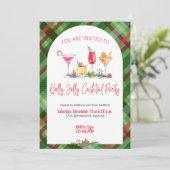 Kariertes Weihnachts-Party Holiday Cocktail Arbeit Einladung (Stehend Vorderseite)