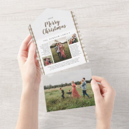 Kariertes Weihnachtsblatt Brown 4 Foto Feiertag All In One Einladung