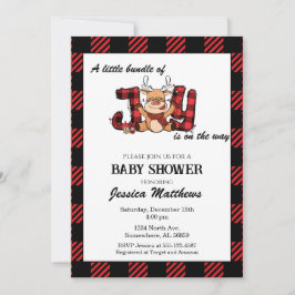 Kariertes Weihnachtsbundle mit Joy Baby Shower Einladung