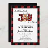 Kariertes Weihnachtsbundle mit Joy Baby Shower Einladung (Vorne/Hinten)