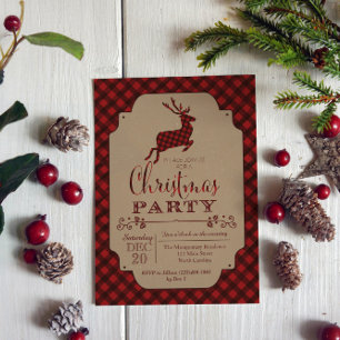 Kariertes Weihnachtsfest Party Einladung