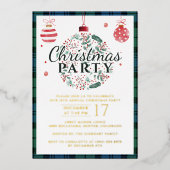 Kariertes Weihnachtsfest Party Rustikales Campbell Folieneinladung (Vorderseite)