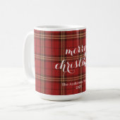 Kariertes Weihnachtsfest - Rotes Muster - Kaffeetasse (Vorderseite Links)