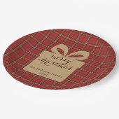 Kariertes Weihnachtsfest - Rotes Muster - Pappteller (Schrägansicht)