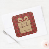 Kariertes Weihnachtsfest - Rotes Muster - Quadratischer Aufkleber (Umschlag)