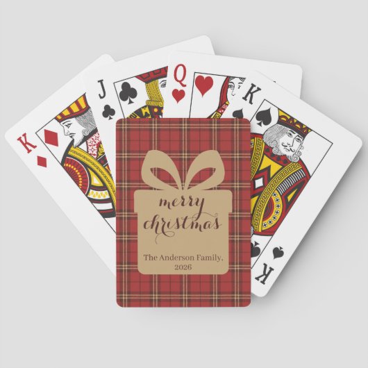 Kariertes Weihnachtsfest - Rotes Muster - Spielkarten (Rückseite)