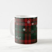 Kariertes Weihnachtsfest Snowflakes Muster Kaffeetasse (Vorderseite Links)