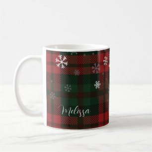 Kariertes Weihnachtsfest Snowflakes Muster Kaffeetasse