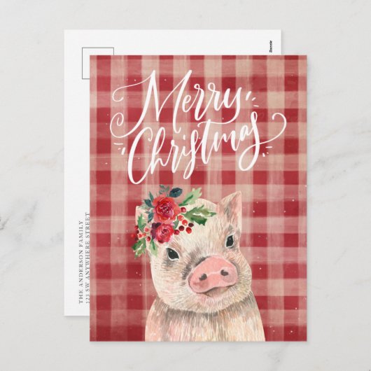 Kariertes Weihnachtsgebäck Feiertagspostkarte (Vorne/Hinten)