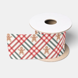 Kariertes Weihnachtsgebäck Rotes Grün Satinband