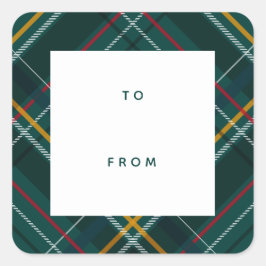 Kariertes Weihnachtsgeschenk für den Urlaub von Quadratischer Aufkleber