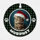 Kariertes Weihnachtsgeschenk für Grüne und Schwarz Ornament Aus Metall (Vorderseite)