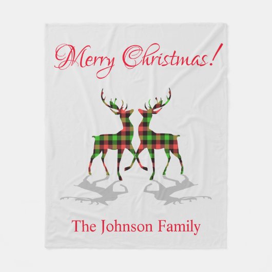 Kariertes Weihnachtshirsch Fleecedecke (Vorderseite)