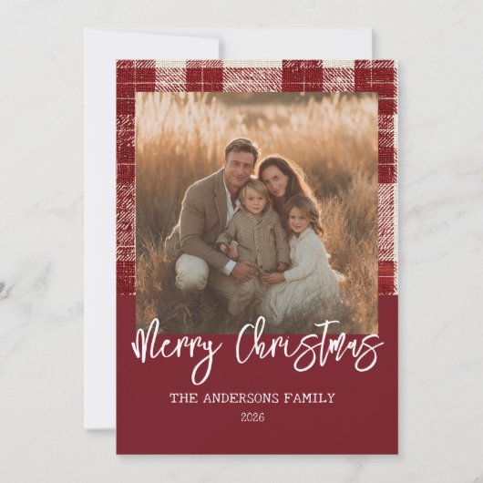 Kariertes Weihnachtskarte mit Foto Feiertagskarte (Vorderseite)