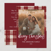 Kariertes Weihnachtskarte mit Foto Feiertagskarte (Vorne/Hinten)