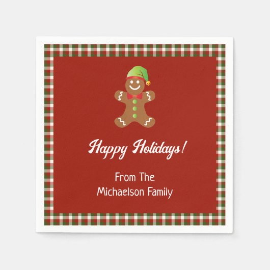 Kariertes Weihnachtskost Backen Weihnachten Serviette (Vorderseite)