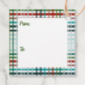 Kariertes Weihnachtsmuster Geschenkanhänger (Rückseite)