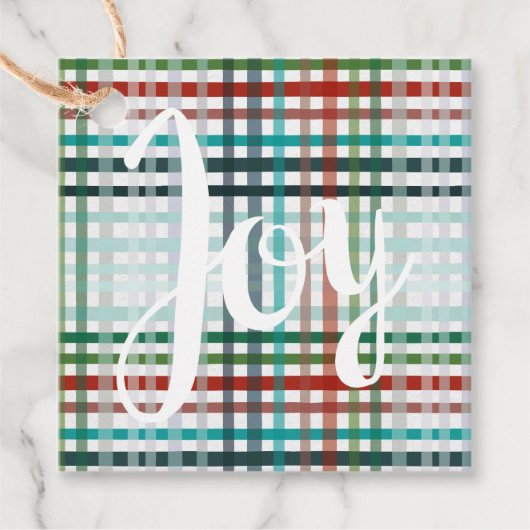 Kariertes Weihnachtsmuster Geschenkanhänger (Vorderseite)