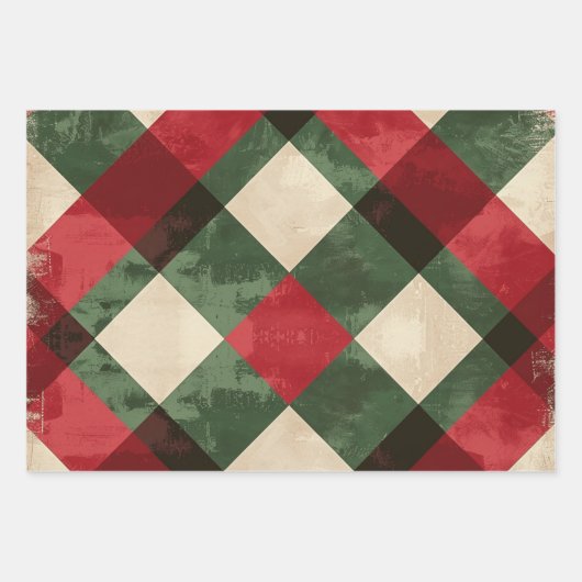 Kariertes Weihnachtsmuster Geschenkpapier Set (Vorderseite 3)