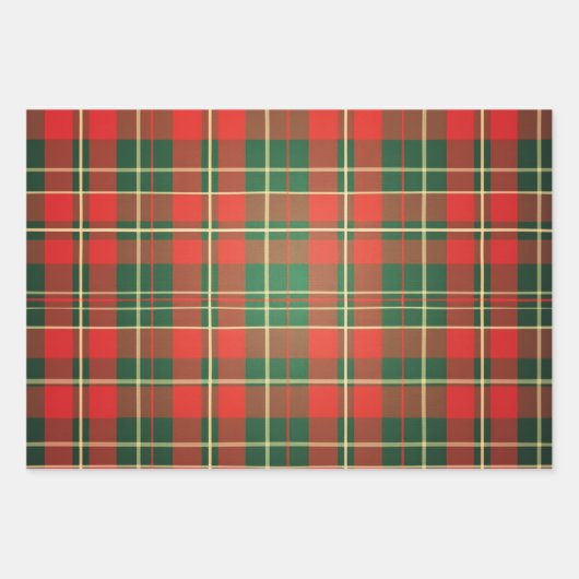 Kariertes Weihnachtsmuster Geschenkpapier Set (Vorderseite)