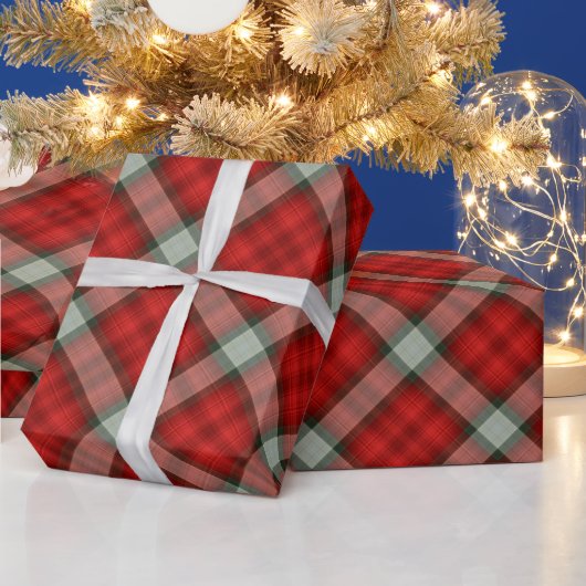 Kariertes Weihnachtsmuster in Rot und Grau Geschenkpapier (Feiertage)