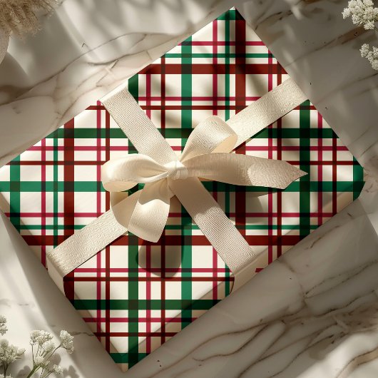 Kariertes Weihnachtsmuster in Rot und Grün Geschenkpapier