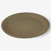 Kariertes Weihnachtsmuster Pappteller (Schrägansicht)