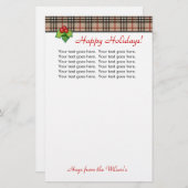 Kariertes Weihnachtspersönliches Briefpapier-Rot Briefpapier (Vorne/Hinten)