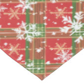 Kariertes Weihnachtsrot, grün mit weißen Schneeflo Tischdecke (Schrägansicht)