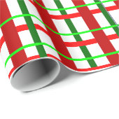 Kariertes Weihnachtswrapping-Papier in Rot, Weiß u Geschenkpapier (Rolleneckpunkt)