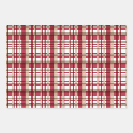 Kariertes, weiße Weihnachtsmuster Geschenkpapier Set (Vorderseite 2)