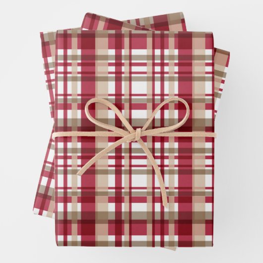 Kariertes, weiße Weihnachtsmuster Geschenkpapier Set (Beispiel)