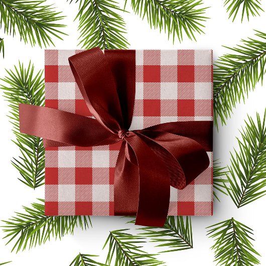Kariertes White and Red Buffalo Geschenkpapier