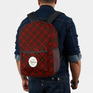 Kariertes Wintermuster Monogram Bedruckter Rucksack