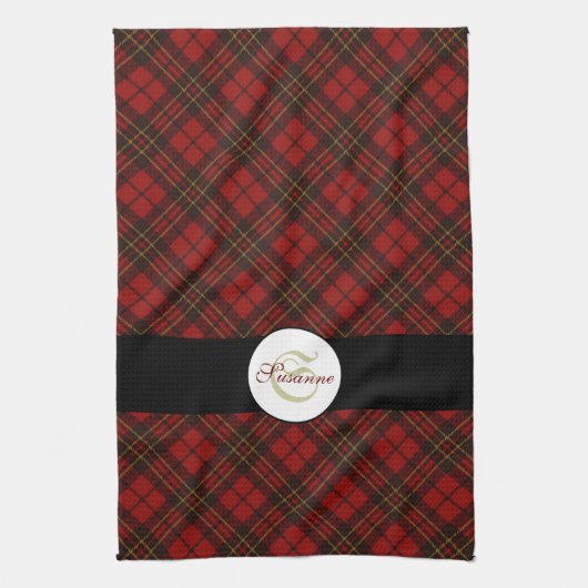 Kariertes Wintermuster Monogram Geschirrtuch (Vertikal)