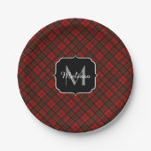 Kariertes Wintermuster Monogram Pappteller (Vorderseite)