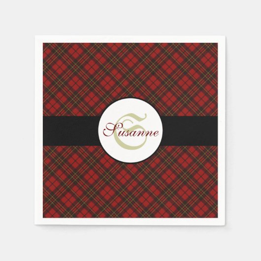 Kariertes Wintermuster Monogram Serviette (Vorderseite)