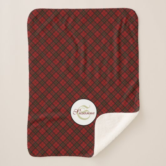 Kariertes Wintermuster Monogram Sherpadecke (Vorderseite)