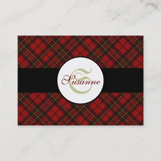 Kariertes Wintermuster Monogram Visitenkarte (Vorderseite)