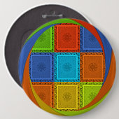 Kariertes Wirbel-Kunstposter Button (Vorne & Hinten)
