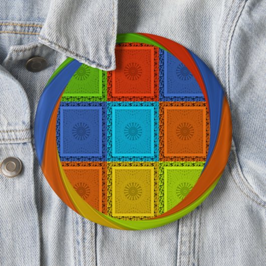 Kariertes Wirbel-Kunstposter Button (Beispiel)