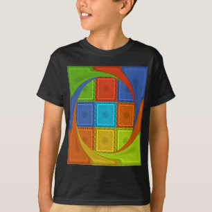 Kariertes Wirbel-Kunstposter T-Shirt